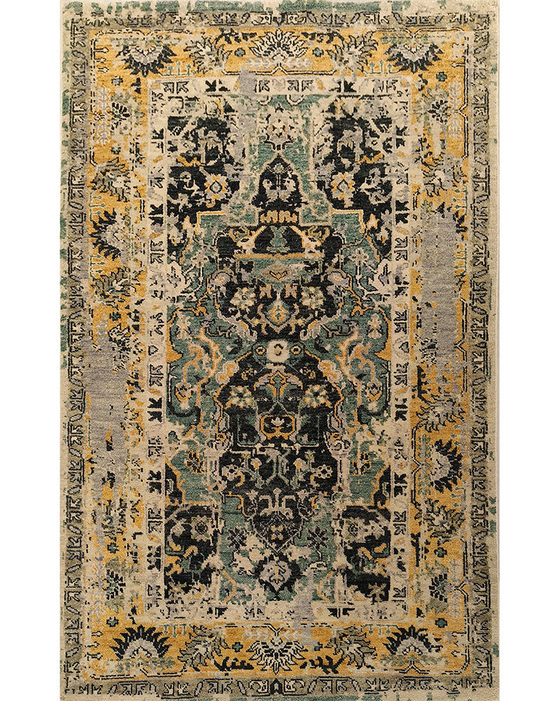 Emrald Envy Hand Knotted Woolen Rug