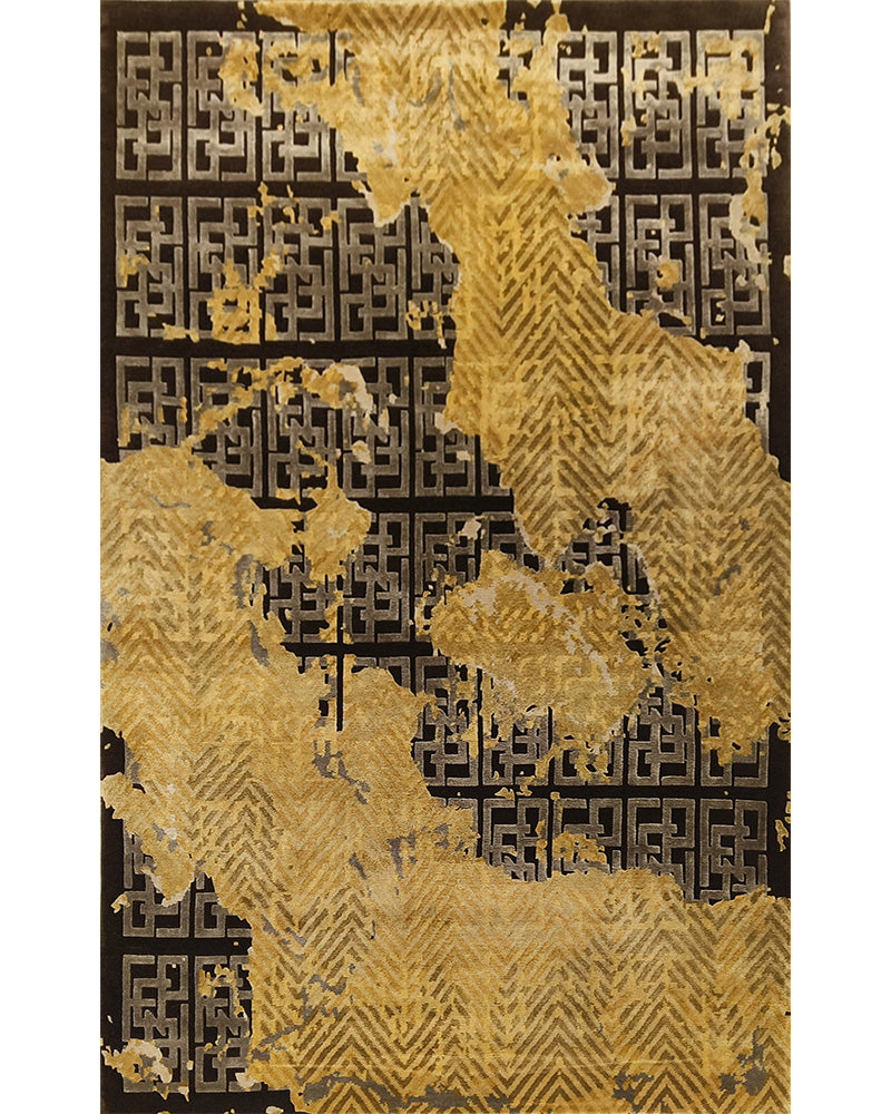 Hand Knotted Wool, Bamboo Silk Rug 1